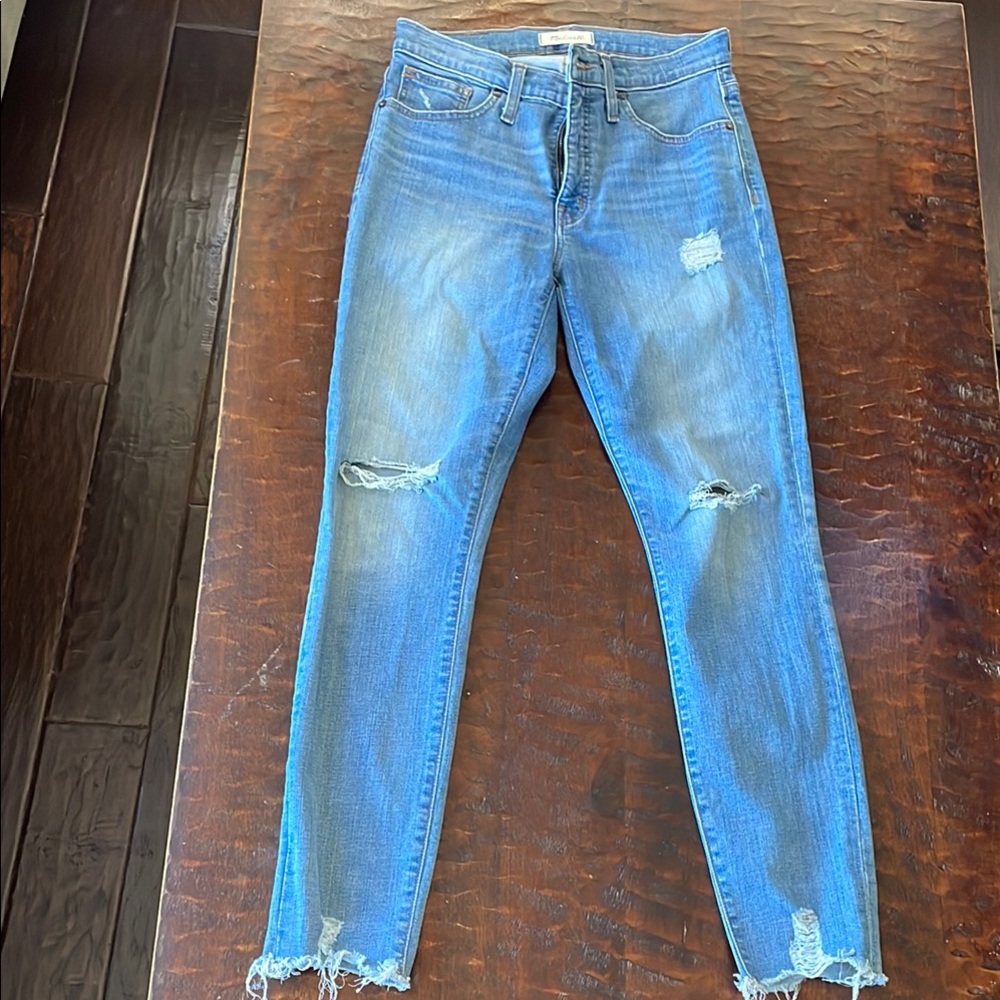 Madewell High Rise Distressed Blue Jeans